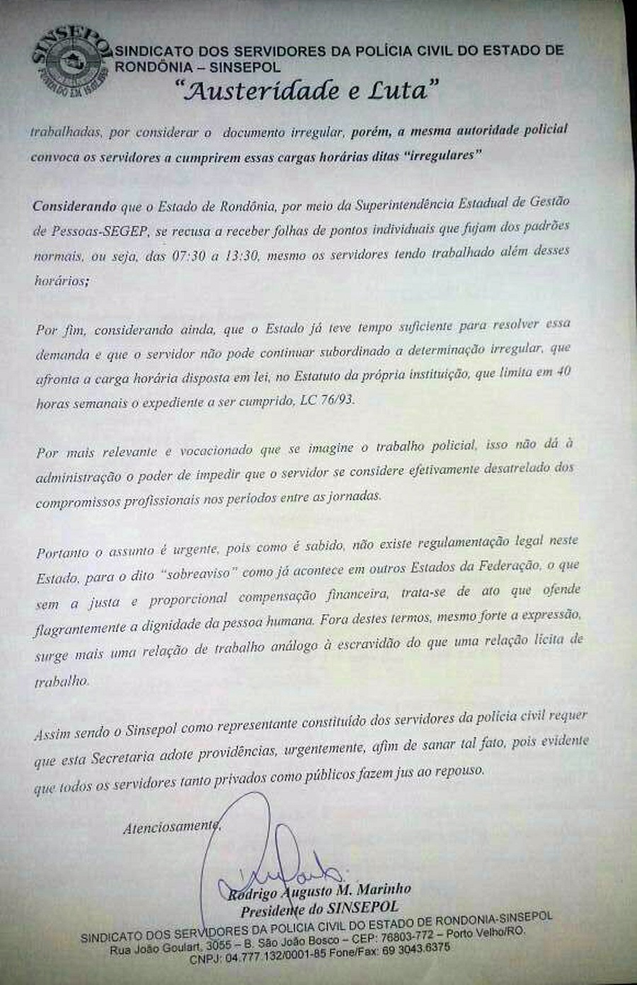 oficio sinsepol sobreaviso 02