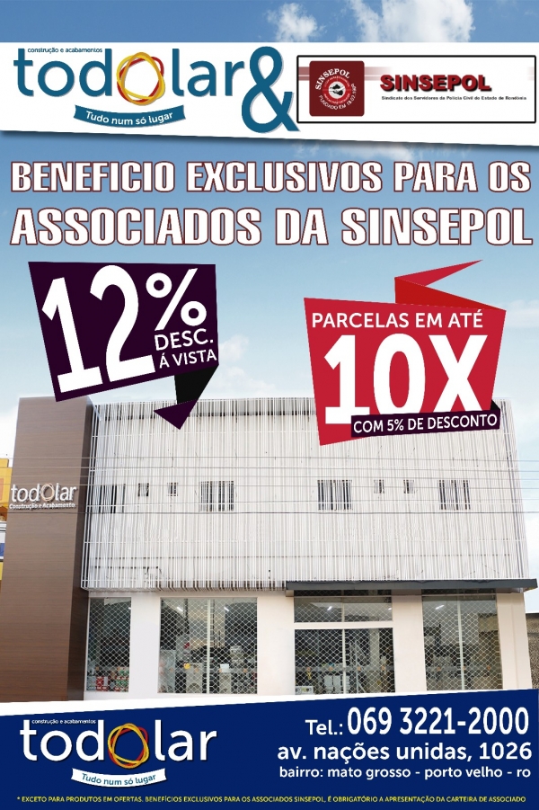 Convênio SINSEPOL e TODO LAR CONSTRUÇÃO E ACABAMENTO.